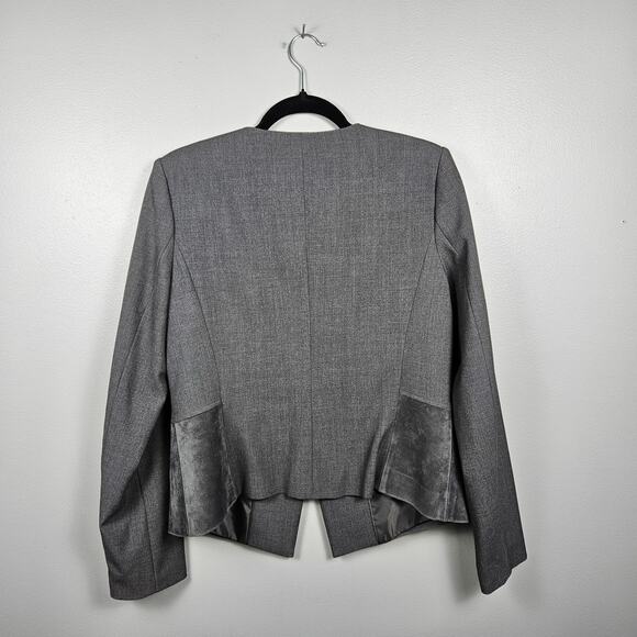 Karl Lagerfeld Paris Gray Two Texture Career Blazer Jacket Stretch Womens 10 - Picture 2 of 9